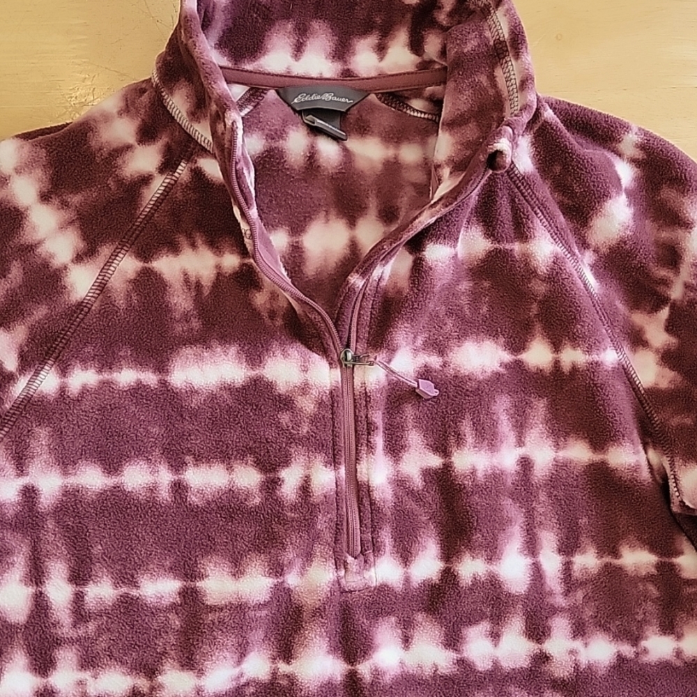 Eddie Bauer NWOT fleece 1/4 zip pullover Small purple and white tie dye NWOT
